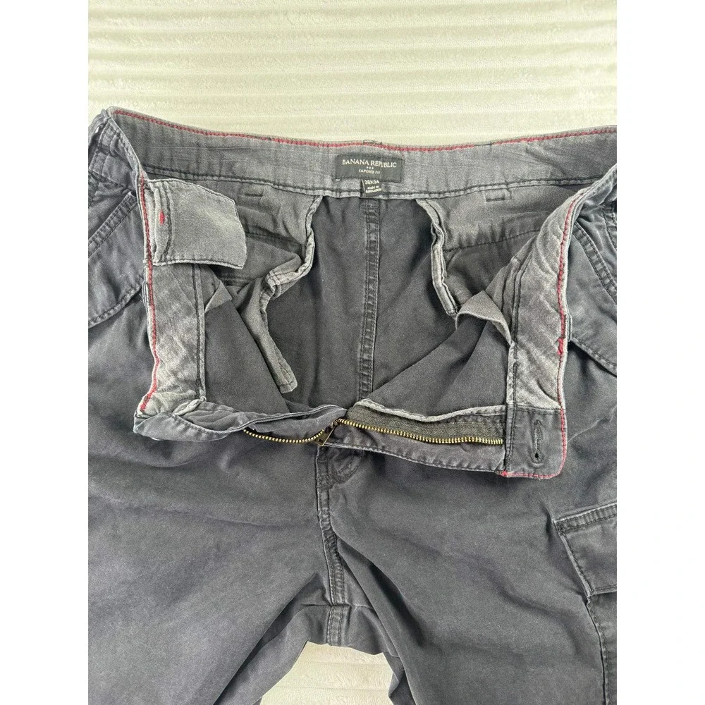 Banana Republic Mens 38x34 Tapered Surplus Cargo Pants Black Stretch